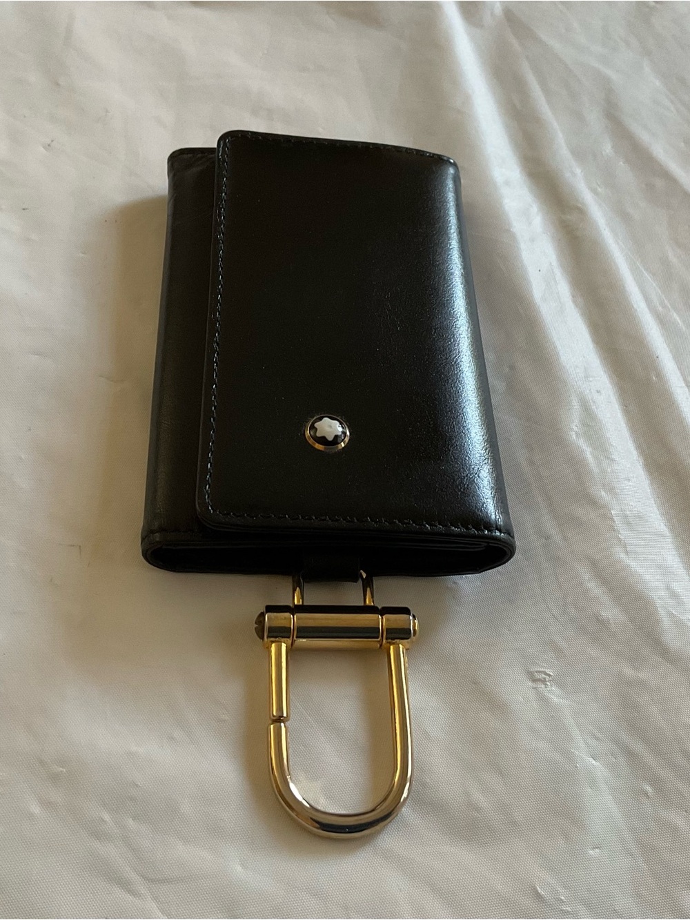 MONTBLANC Black Smooth Leather Tri-fold Key Case/ Wallet- Swiss Made
